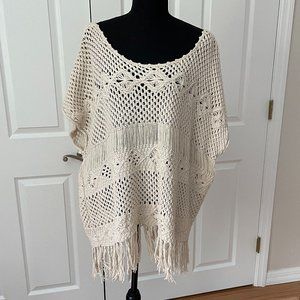 I-N-C Crochet Tunic with fringe detail - Size 2X